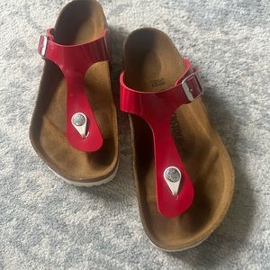 Birkenstock Gizeh Sandal Soft Footbed Sandals. Red